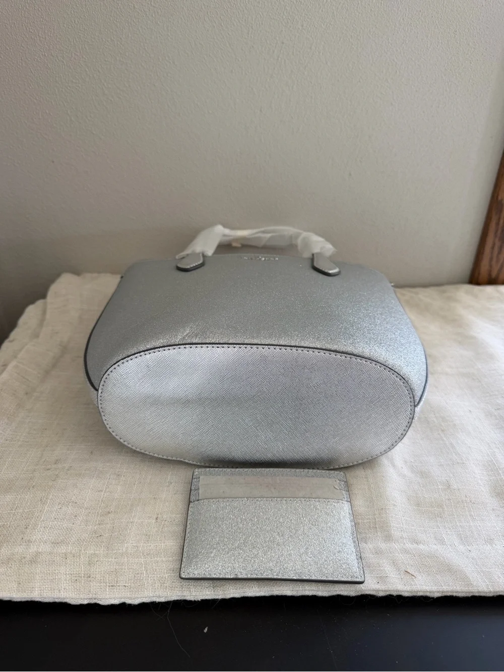 kate spade Silver Glitter Lunar Light Crossbody Bag with Cardholder NWT